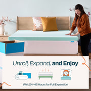 Linenspa WMLS30TT18GRT 3-Inch Cooling Gel and Green Tea Infused Memory Foam Mattress Topper, Plush, Sea Foam, Twin
