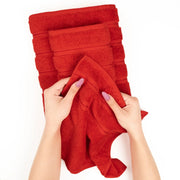 American Soft Linen 3 Piece Turkish Cotton Towel Set, Heavyweight 600 GSM, Red - 100% Cotton