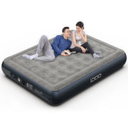 iDOO I-C-018 Queen Size Air Mattress, Inflatable Airbed with Built-in Pump, 650lb MAX, Gray