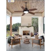 Zardon 42in Modern Outdoor Ceiling Fan with Light, 6-Speed DC Motor, 3 Color Temperatures, Weather-Resistant, Brown, LX42