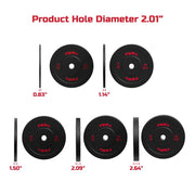 FitRx Bumper Plates, 45lb Pair, Olympic Weight Plates with 2-Inch Stainless Steel Center Ring, Rubber Coated for Home Gym