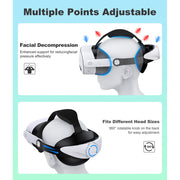 Esywen Head Strap for Oculus Meta Quest 2, 3, 3S with Precision Horizontal Adjustment Knob, Soft Padding, Durable Retractable Strap, White, MQ1000