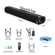 Jierben Sound Bar for TV, 50W, DSP Fusion Technology, 3D Surround Sound, Bluetooth 5.4, HDMI ARC, Dual Subwoofers, Wall Mountable, Black, SP03