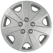 Coast To Coast Set of 4 Silver 15 Inch 7-Spoke Replacement Hubcaps with Metal Clip Retention System for 2003-2004 Honda Accord