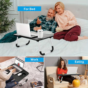 VINAUO Foldable Lap Desk, 23.6in Extra Large Laptop Bed Tray Table with Drawer, Black
