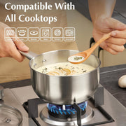 Koch Systeme CS 10 Piece Stainless Steel Cookware Set with Tempered Glass Lids, Oven Safe, Induction Compatible, Silver Finish, 98551