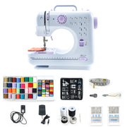 Flrhsjx Heavy Duty Sewing Machine for Beginners, 12 Built-in Stitches with Reverse Sewing, Portable Purple with Accessories