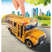 Playmobil City Life School Bus, 46-Piece Playset with Flashing Lights, Stop Sign, Removable Roof, 4 Figures, Accessories, Yellow