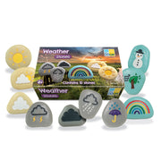 Yellow Door Weather Stones Sensory Play Toy Set of 10, Engraved Painted Weather Symbols, Durable Outdoor Stone Mix, Child-Safe Size YUS1031