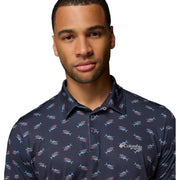 Columbia Men's PFG Super Slack Tide II Stretch Polo, UPF 50+ Sun Protection, Moisture Wicking, Nocturnal Bluefin Pride, Short Sleeve, 212101