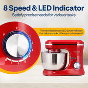 SPECSTAR VH1566-BK 4.75 Quart Multifunctional Stand Mixer, 8 Speed Electric Kitchen Mixer w/380W Motor, Red