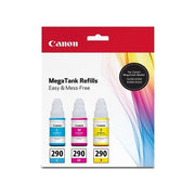 Canon GI-290 CMY Ink Bottle Value Pack, Cyan Magenta Yellow, Compatible with G1200 G2200 G3200 G4210 Printers, 1596C005
