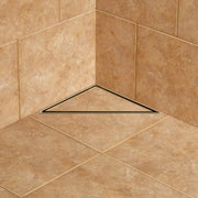 Signature Hardware Tile-In Corner Shower Drain, 8 in, Brushed Gold, 304 Stainless Steel, Triangular Design, Removable Hair Strainer, SH4398080BG