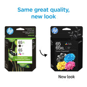 HP 6ZD95AN 65XL/65 High-Yield Black and Tri-Color Ink Cartridges, Pack of 2