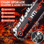 UNTIMATY 6 Inch Cordless Chainsaw with 2 21V Lithium Batteries, 2 Chains, Red