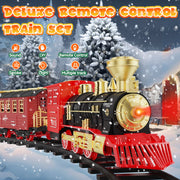 Freecat Classic Christmas Electric Train Set with Realistic Sounds, Working Headlights, Water Vapor Smoke Effects, Durable ABS Plastic, Tracks Included, for Kids Ages 3-12