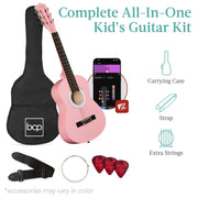 Best Choice Products SKY10888 Kids Acoustic Guitar Starter Kit, 30in, Pink, All-In-One with Case, Strap, Extra Strings, Picks, Right-Handed