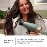 Remington Botanicals Ceramic Hair Dryer with 6 Heat Settings, Cool Shot, Ionic Technology, Green, D26A