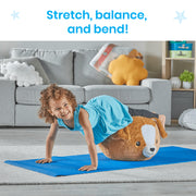 hand2mind BubblePlush Yoga Ball Buddy Puppy, Soft Washable Plush with 12 Double-Sided Yoga Cards, Kids Yoga Companion