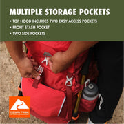 Ozark Trail 47L Hydration Compatible Hiking Backpack, Red, Unisex