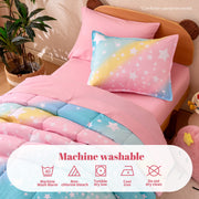 Sonive Full/Queen Kids Comforter Set, 7 Pieces, Super Soft Microfiber with Down Alternative Fill, Rainbow Star Design, All-Season