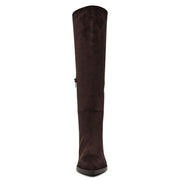 DV Dolce Vita Bardonny Wide Calf Knee High Block Heel Boot, Dark Brown Faux Suede, Size 8.5