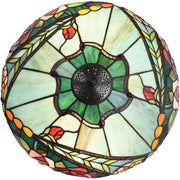 Bieye L10738 Rose Flower Tiffany Style Stained Glass Table Lamp with 16-inch Wide Lampshade Lighted Base, 24-inch Tall