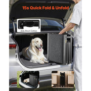 KFFKFF Folding Dog Ramp for Vehicles, Durable Aluminum, Non-Slip Felt Surface, Portable Four-Fold Design, 63 in L x 17 in W, Supports Dogs up to 250 lb