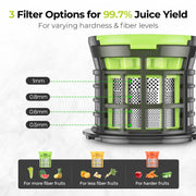 Syvio MP-802E Cold Press Masticating Juicer with 4.3 in Feed Chute, 350W Motor, Black/Silver