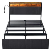 Z-hom B021H99G LED Twin Size Bed Frame with Storage Headboard & 2 Drawers