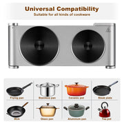 Cusimax Electric Hot Plate Double Burner, 1800W, Stainless Steel, Cast Iron Cooktop, Silver, CMHP-B201S