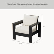 Better Homes & Gardens Ezra Outdoor HDPE Club Chair, Black Frame with Cream Boucle Cushions