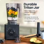Chefman Obliterator Professional Blender, 1380W Motor, Auto Blend Function, 48 oz Tritan Jar, Midnight