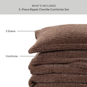 Better Homes & Gardens Full/Queen Comforter Set, Heavyweight Warmth, Brown Rippled Chenille, 3-Piece