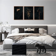 TOARTi Moody Dark Orange Floral Framed Canvas Wall Art Set, Minimalist Botanical Design, 16x24 in, Pack of 3