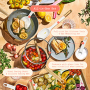 Beautiful 21-Piece Ceramic Nonstick Cookware Set with EverGood Ceramic Coating, White Icing