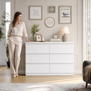 Hijob 6-Drawer Dresser, Modern White Dresser 47.3