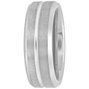 Brilliance Fine Jewelry Men's Tungsten 8MM Grooved Comfort, Silver, 12