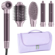 RACCOMB 5 in 1 Hot Air Styler Hair Styling Tool, Dual Voltage, Ionic Anti-Frizz, Purple, with Travel Bag, HH06-HB04PUEUS