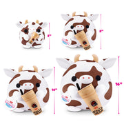 ZURU Snackles Series 2 Bonnie the Cow Plush Toy with Licensed Kung Fu Bubble Tea Accessory, Ultra Soft Polyester, 8 Inch Collectible Stuffed Animal