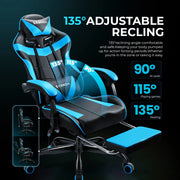 Seenda Gaming Chair with Footrest and Lumbar Support with Swivel Seat and Headrest, Blue - Ergonomic Design