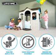 Lifetime Indoor Outdoor Kids Playhouse with Two Store Windows and Farm-Style Half Doors, Durable Low-Maintenance Construction, Taupe, 46 in x 40 in x 55 in, 91431