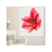 Designart Big Red Flower Sketch On White Large Floral Canvas Artwork 3 Panels - Red