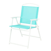 Mainstays Albany Lane 3-Piece Bistro Set, Blue, Tempered Glass Tabletop, Rust-Resistant Steel Frame