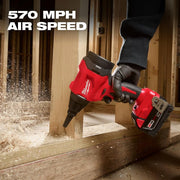 Milwaukee Electric M18 Brushless Precision Blower, 570 MPH Air Speed, 39 CFM, Variable Speed Trigger, Integrated LED Light, Compact, Cordless, Model 0887-20