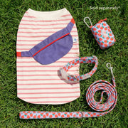Oodles Dog Walking 3 Piece Set with Adjustable Collar, Leash, Waste Bag Dispenser, Purple Strawberry Print, Medium
