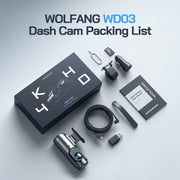 CocoBear 4K Dual Dash Cam, Front 2160P and Rear 1080P, 170 Wide Angle, Night Vision with WDR, Loop Recording, G-Sensor, Parking Monitor, WiFi App Control, Supports 128GB microSD, Wolfang-WD03