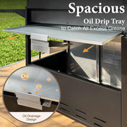 Summit Living 4 Burner Propane Gas Grill with Side Burner Stainless Steel 42,000 BTU(Silver)