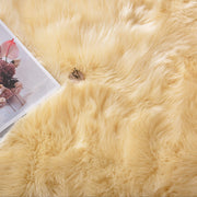 Latepis Faux Sheepskin Area Rug, 6x9 ft, Light Yellow, Fluffy Shag, Washable, Non Slip, Rectangular