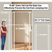 Fairy Baby Extra Tall Cat Gate, 70.8 in Height, Adjustable 29.99-45.62 in Width, White Metal - Stainless Steel